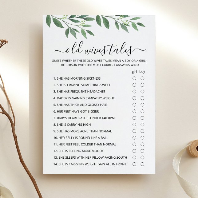 Old Wives Tales Game Baby Shower party Card (Creator Uploaded)