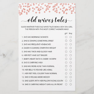 Old Wives Tales Game Baby Shower party game