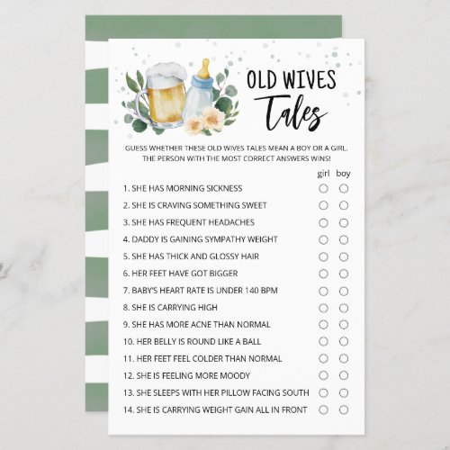 Old Wives Tales Game Greenery Baby Is Brewing