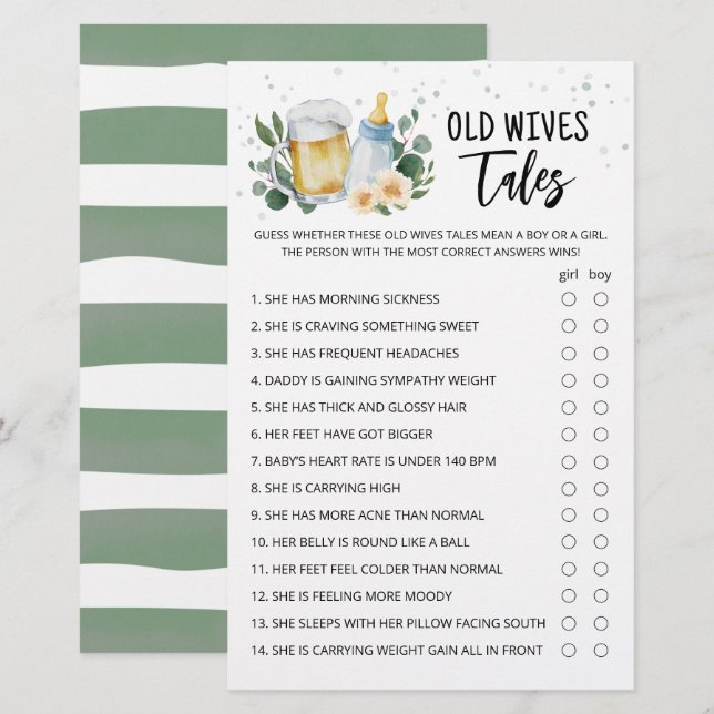 Old Wives Tales Game Greenery Baby Is Brewing (Front/Back)