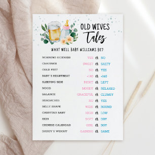 Old Wives Tales Gender Reveal Baby Shower Card