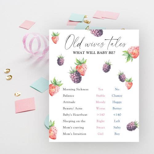 Old Wives Tales Gender Reveal Board  Poster