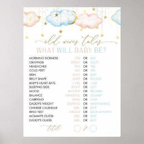 Old Wives Tales  Gender Reveal Game Poster