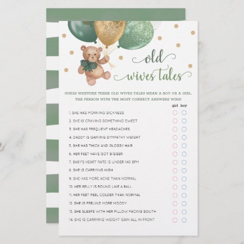 Old Wives Tales Gender Reveal Sage Green