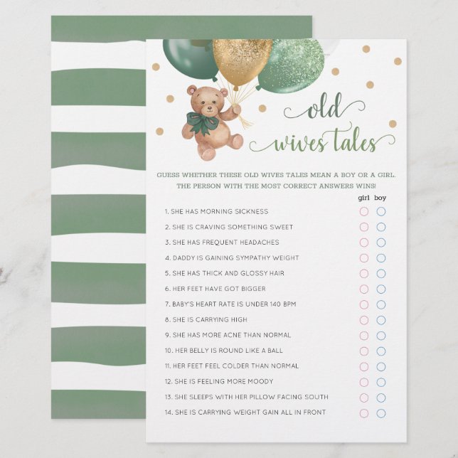 Old Wives Tales Gender Reveal Sage Green (Front/Back)