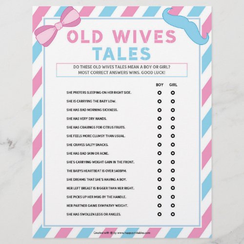 Old Wives Tales Gender Surprise Letterhead
