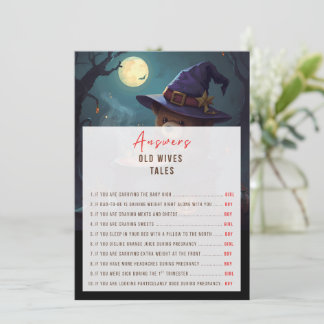 Old Wives Tales Halloween Answer Card