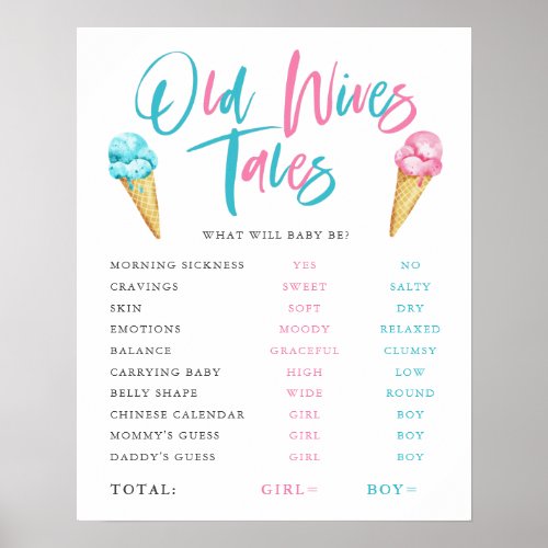 Old Wives Tales Ice Cream Party Sign