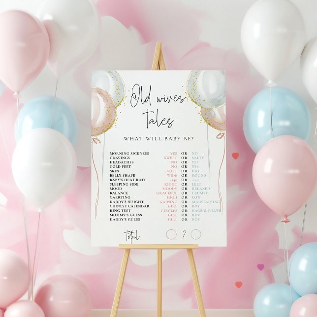 Old Wives Tales Pink & Blue Balloon Gender Reveal Foam Board (Creator Uploaded)