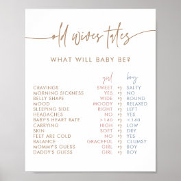 Old Wives Tales Sign   Boho Gender Reveal Game  