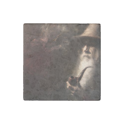 Old Wizard Smoking A Pipe Stone Magnet