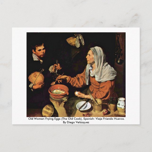 Old Woman Frying Eggs (The Old Cook) Postcard (Front)