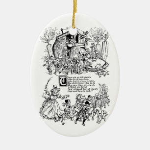 Old Woman in a Shoe Nursery Rhyme Ceramic Ornament