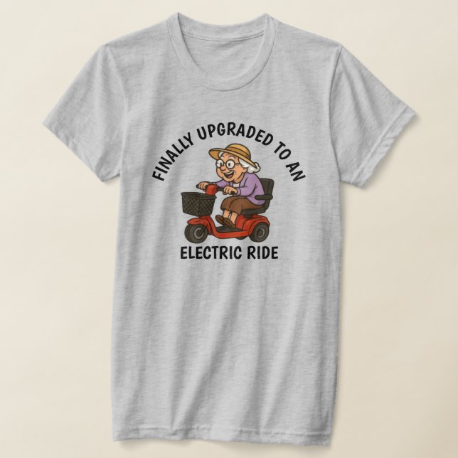 Old Woman on Scooter T-Shirt (Laydown)