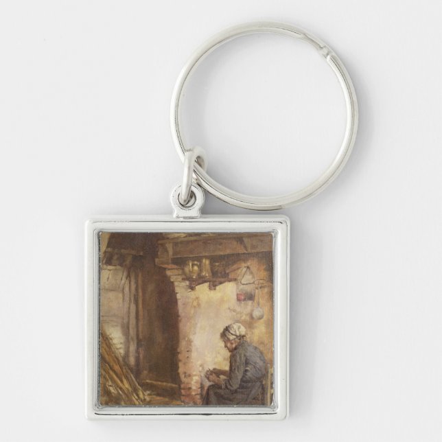 Old Woman Peeling Potatoes Keychain (Front)