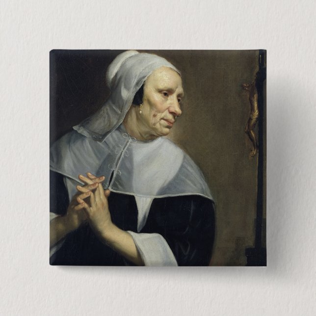 Old Woman Praying Button (Front)