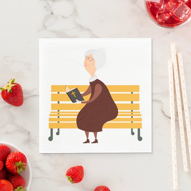 Old Woman Reading The Bible Napkins (Creator Uploaded)