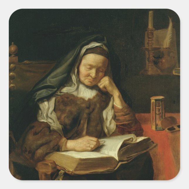 Old Woman Sleeping Square Sticker (Front)