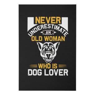 old Woman Who is Dog Lover Faux Canvas Print
