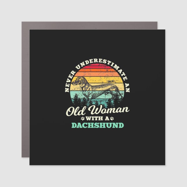 Old Woman With A Dachshund Car Magnet (Front)