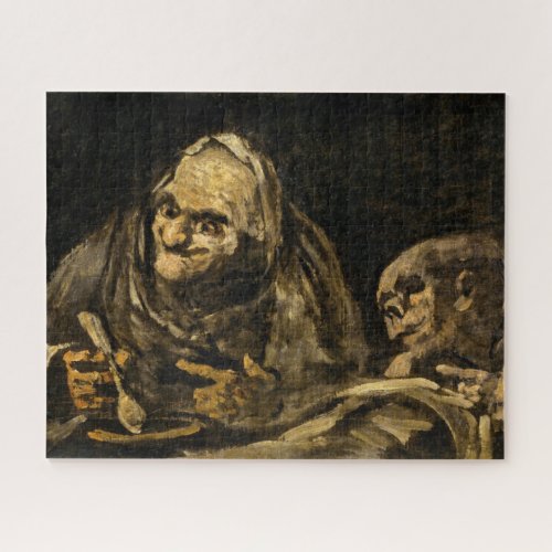 Old Woman with a Skeleton Death Francisco Goya Jigsaw Puzzle