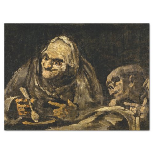 Old Woman with a Skeleton Death Francisco Goya Tissue Paper