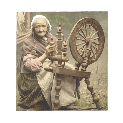 Old Woman With Spinning Wheel Notepad