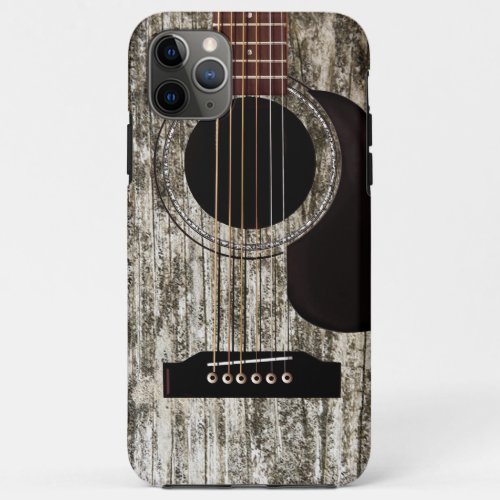 Old Wood Acoustic Guitar iPhone 11 Pro Max Case