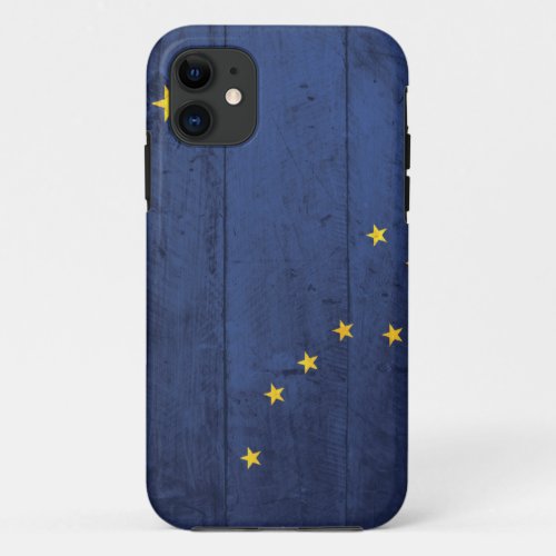 Old Wood Alaska Flag iPhone 11 Case