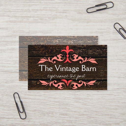 Customizable Old Wood & Peach Scroll Business Card