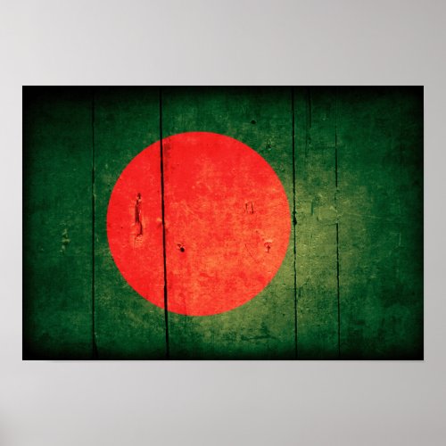 Old Wood Bangladesh Flag Poster