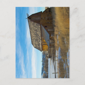 Old Wood Barn in Winter Postcard