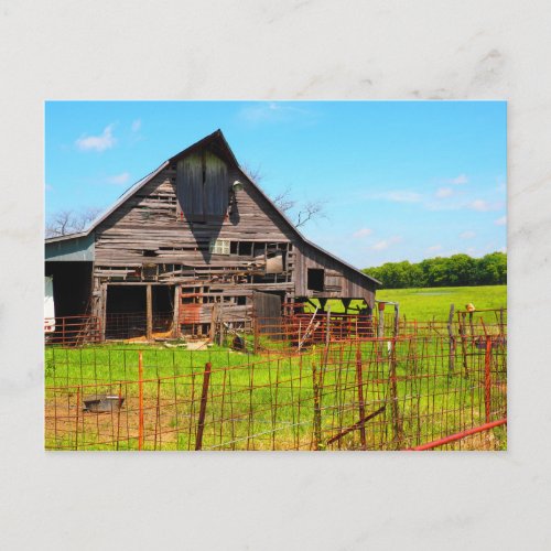 old wood barn postcard