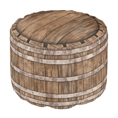 Old Wood Barrel Pouf