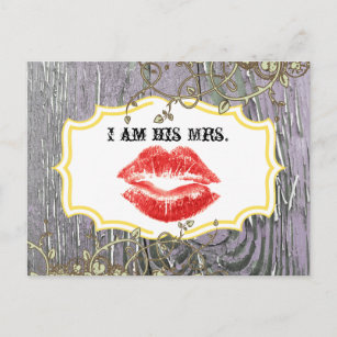 Old Wood Country Chic Swirly Vine I am His Mrs. Postcard