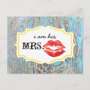 Old Wood Country Chic Swirly Vine I am His Mrs. Postcard