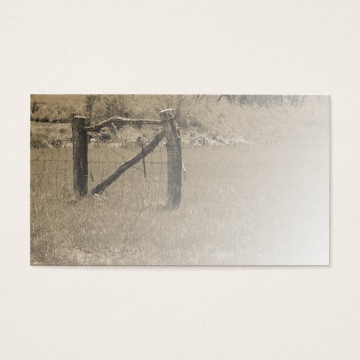 Customizable old wood fence by a field or pasture business card
