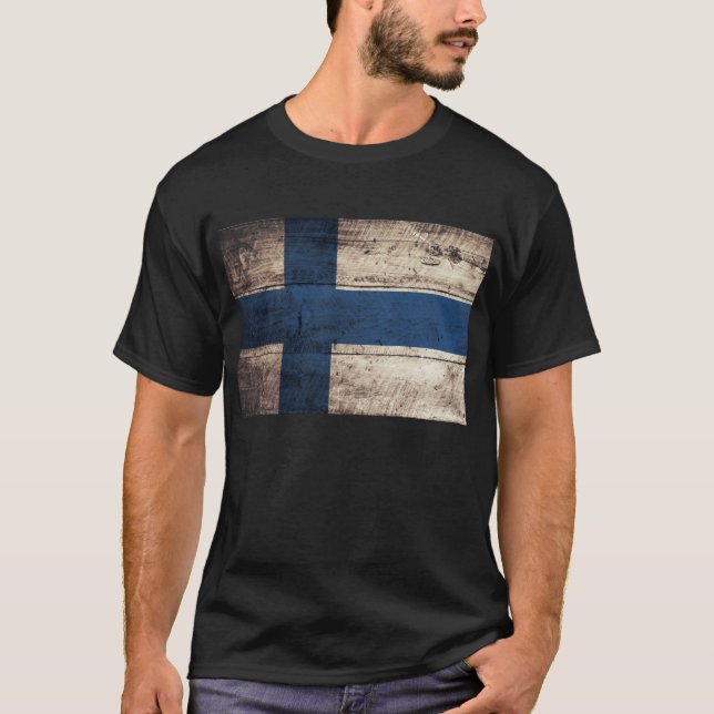 Old Wood Finland Flag T-Shirt (Front)