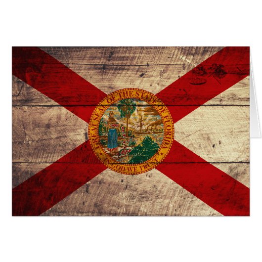 Old Wood Florida Flag; Cards (Front Horizontal)