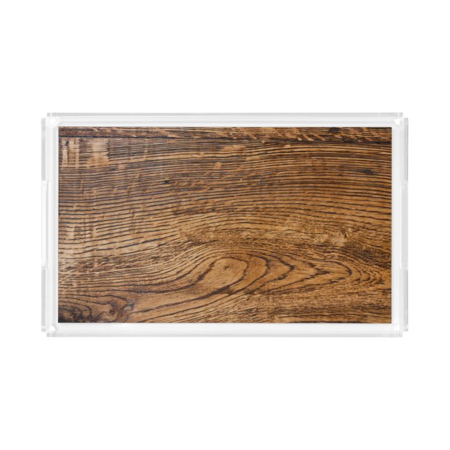 Old wood grain look acrylic tray (Front)