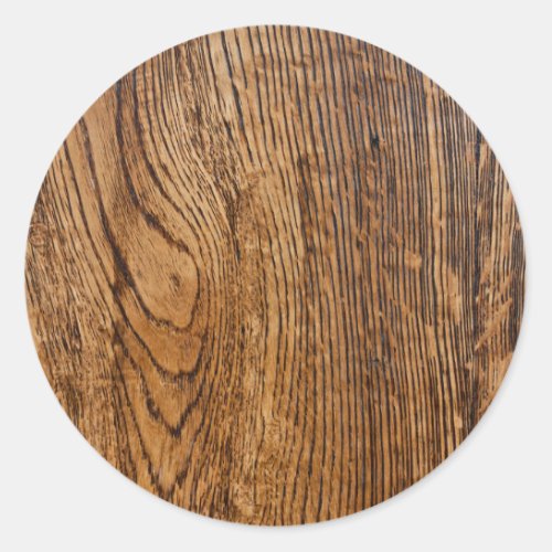 Old wood grain look classic round sticker