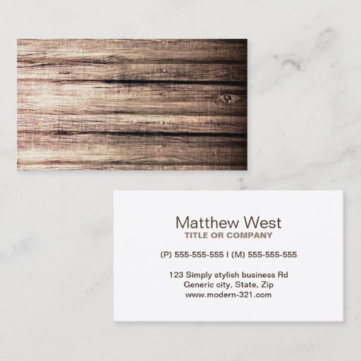 Customizable Old wood grain texture professional profile business card template