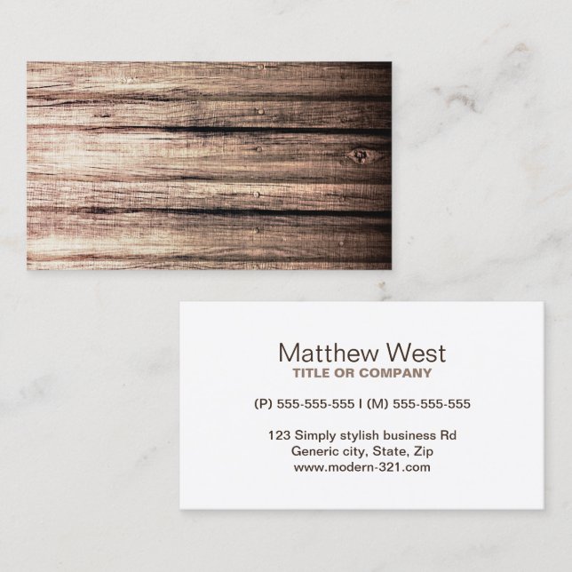 Old wood grain texture professional profile business card (Front/Back)