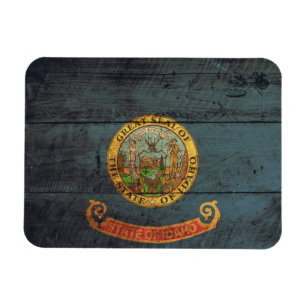 Old Wood Idaho Flag; Magnet