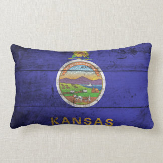 Old Wood Kansas Flag; Lumbar Pillow