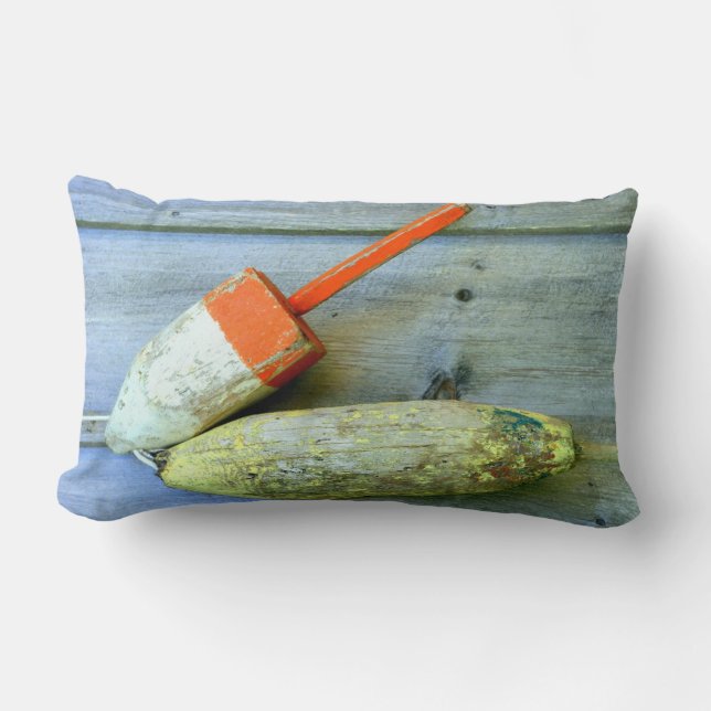 Old wood lobster buoys pillow (Front)