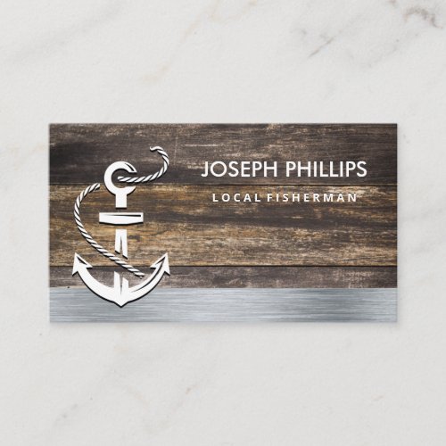 Old Wood Metal Trim  Anchor Icon Business Card