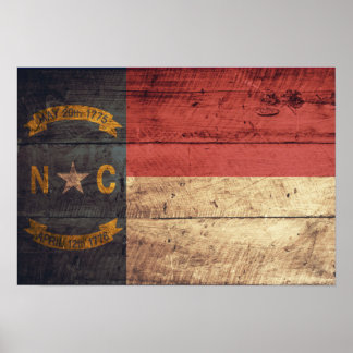 Old Wood North Carolina Flag; Poster