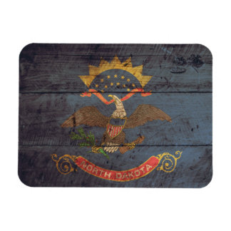 Old Wood North Dakota Flag; Magnet