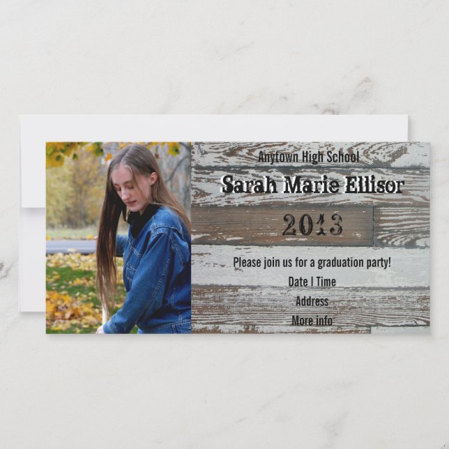 Old Wood Photo Graduation Invitation Announcement (Front)